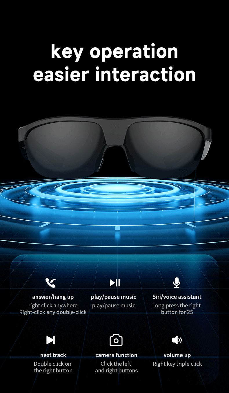 TQSKY Smart Glasses,Polarized Sunglasses with Bluetooth Speaker
